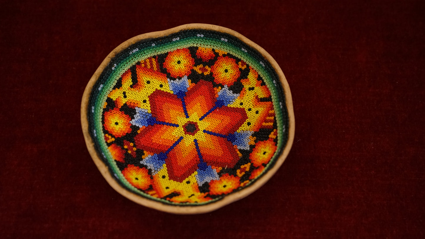 Huichol Beaded Gourd 5" B6