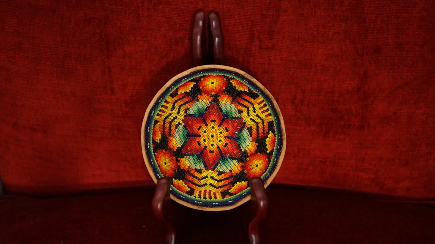 Huichol Beaded Gourd 4 1/2 " B9