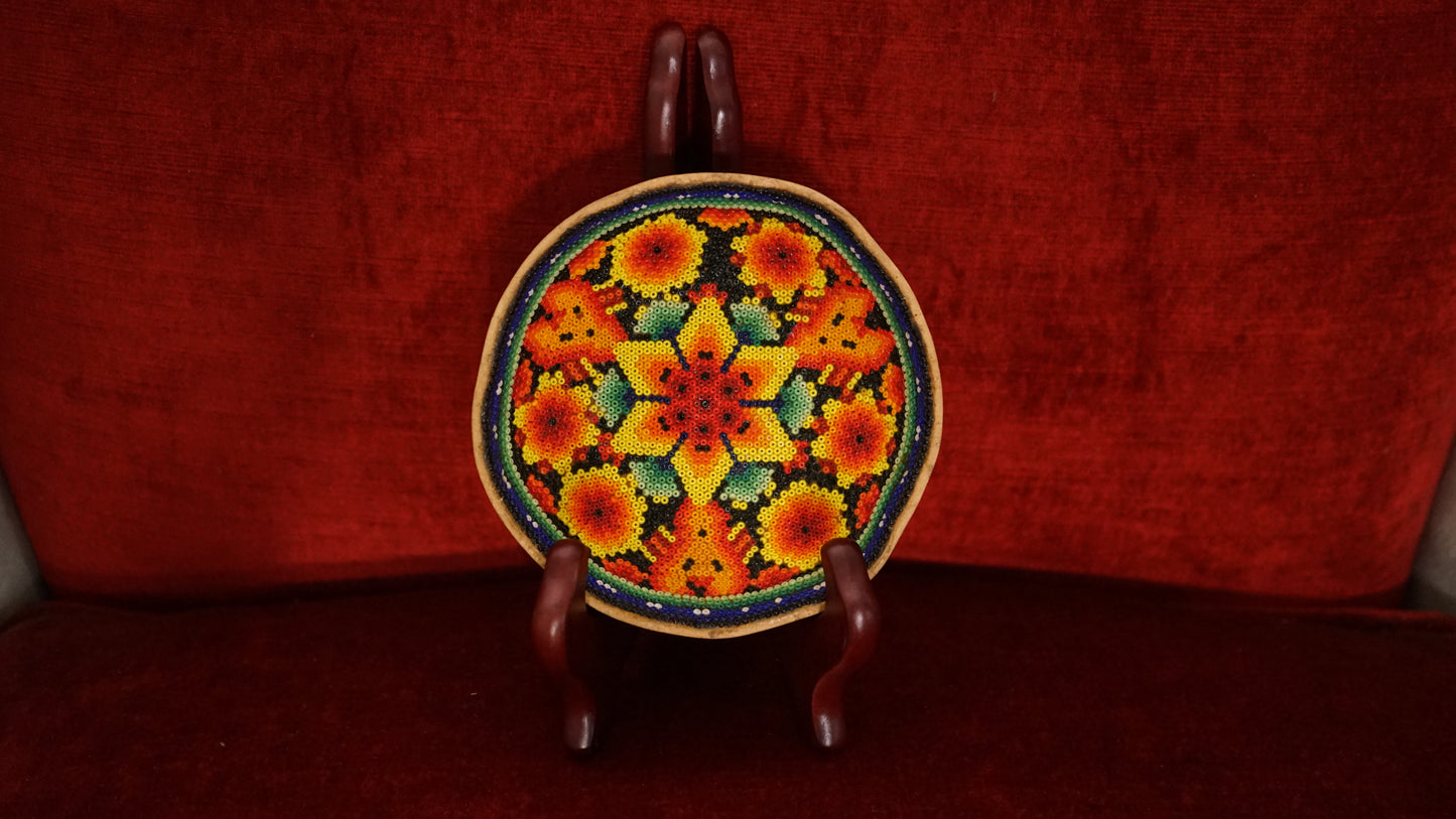 Huichol Beaded Gourd 5" B 11