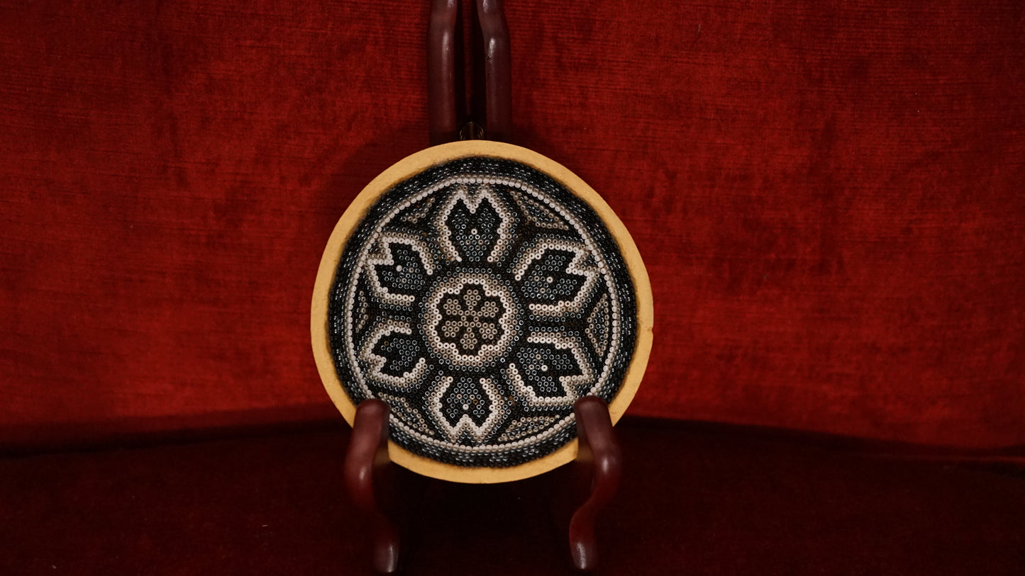 Huichol Beaded Gourd 4 1/4 " B 18