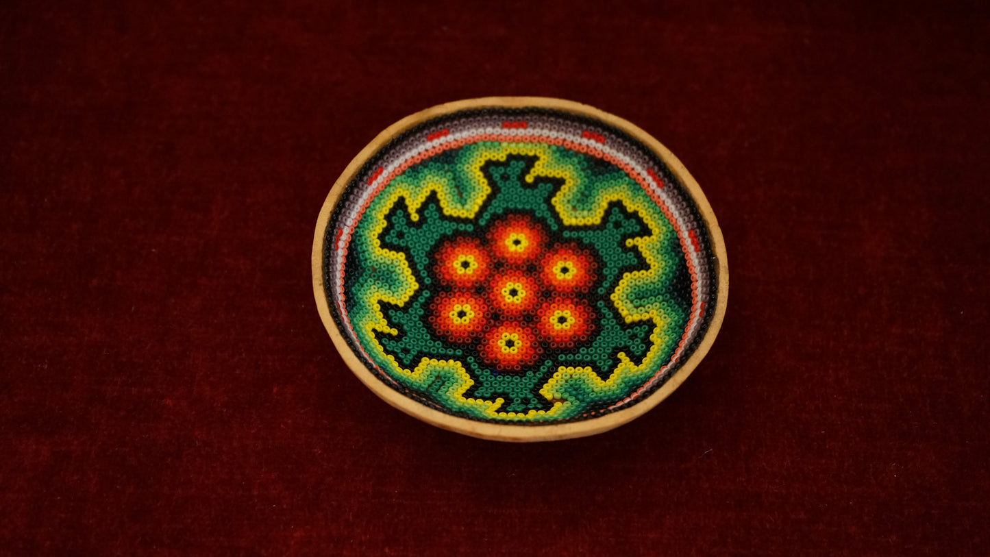 Huichol Beaded Gourd 4" B 19