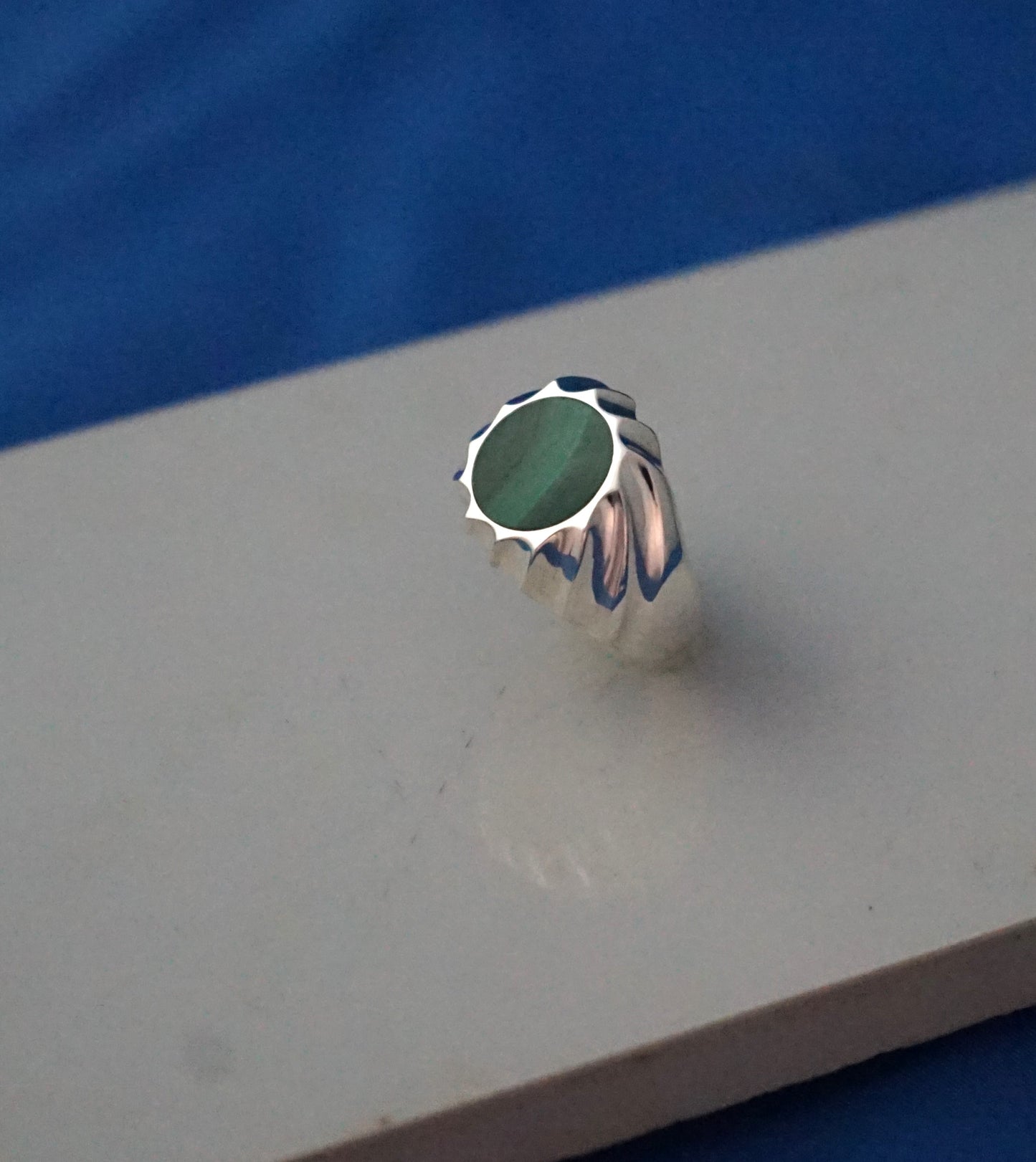 Green Agate Sterling Silver Ring