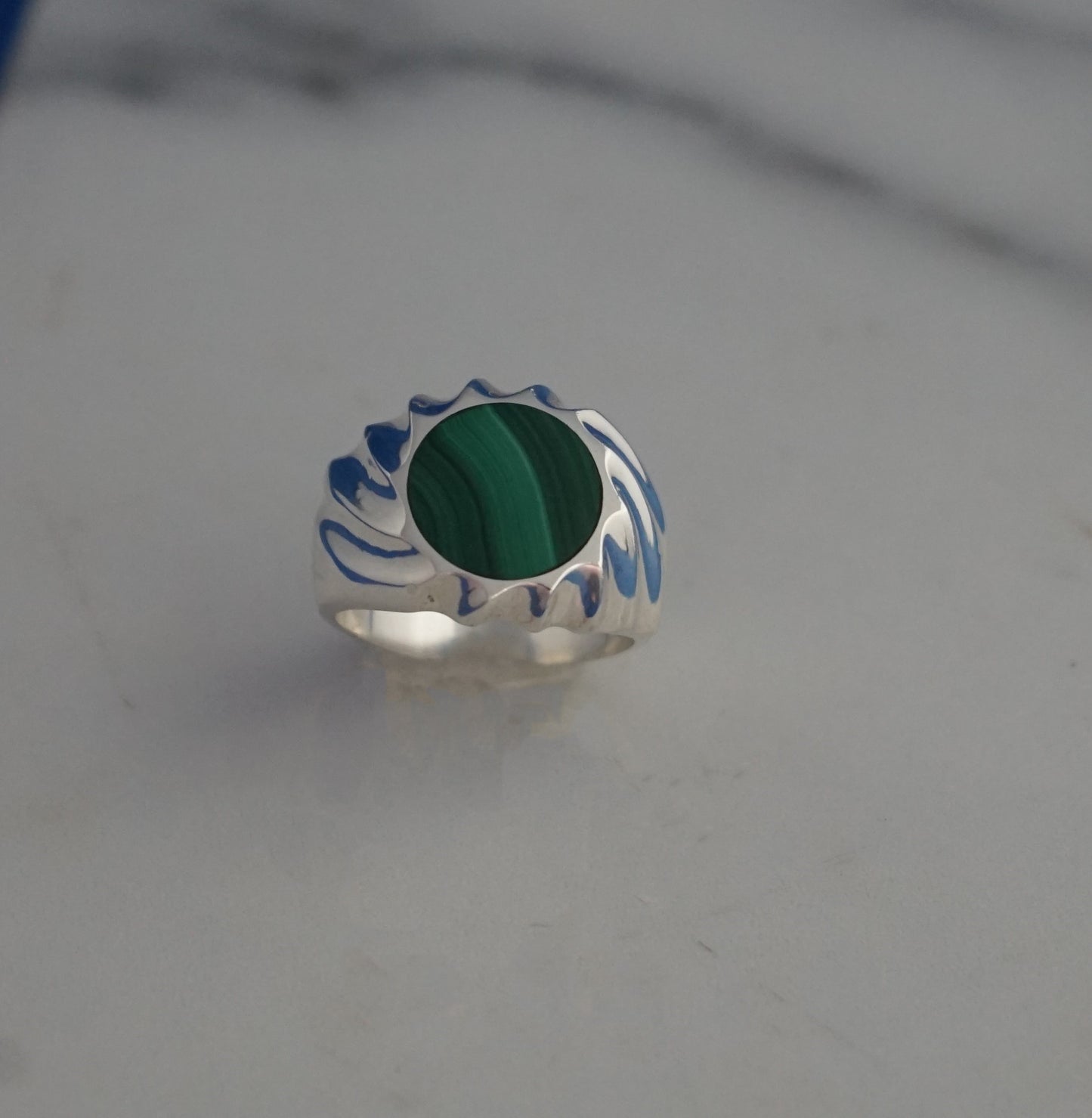 Green Agate Sterling Silver Ring