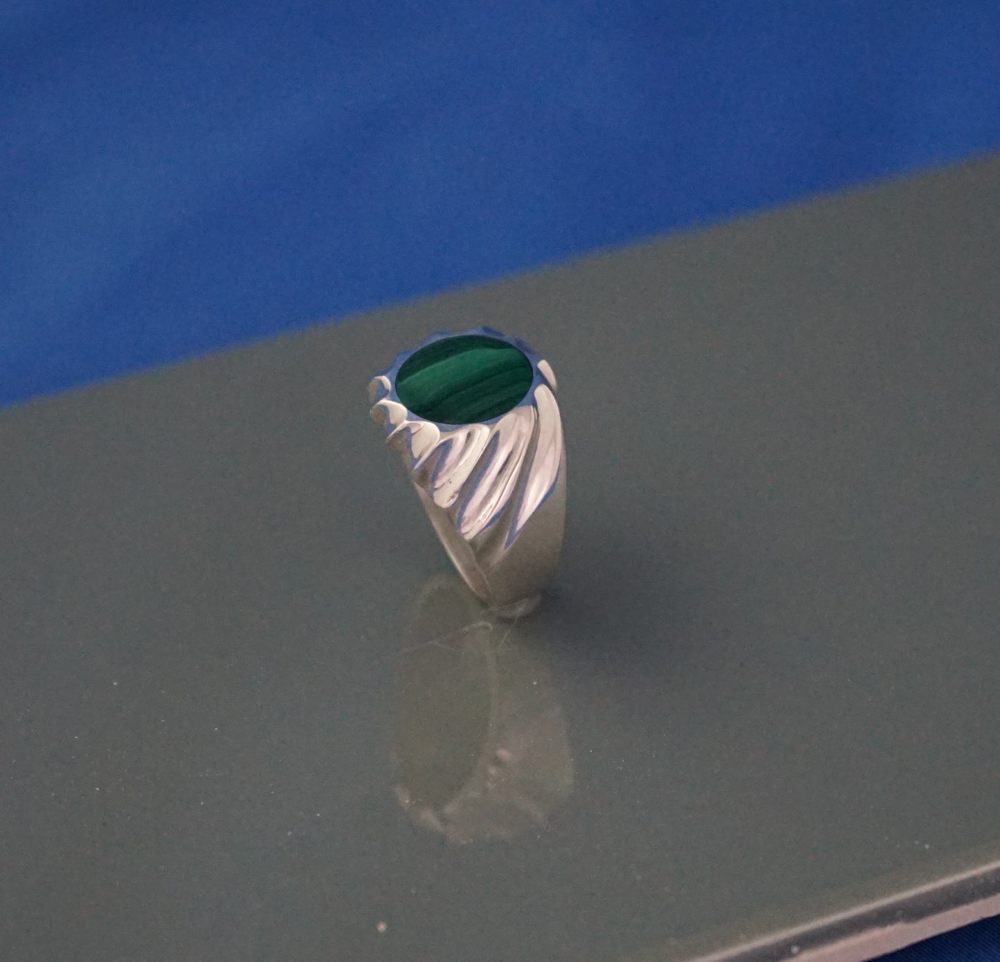 Green Agate Sterling Silver Ring