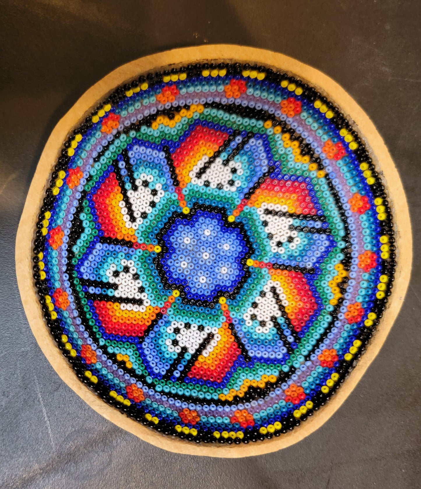 Huichol Beaded Gourd Bowl 4 " G10