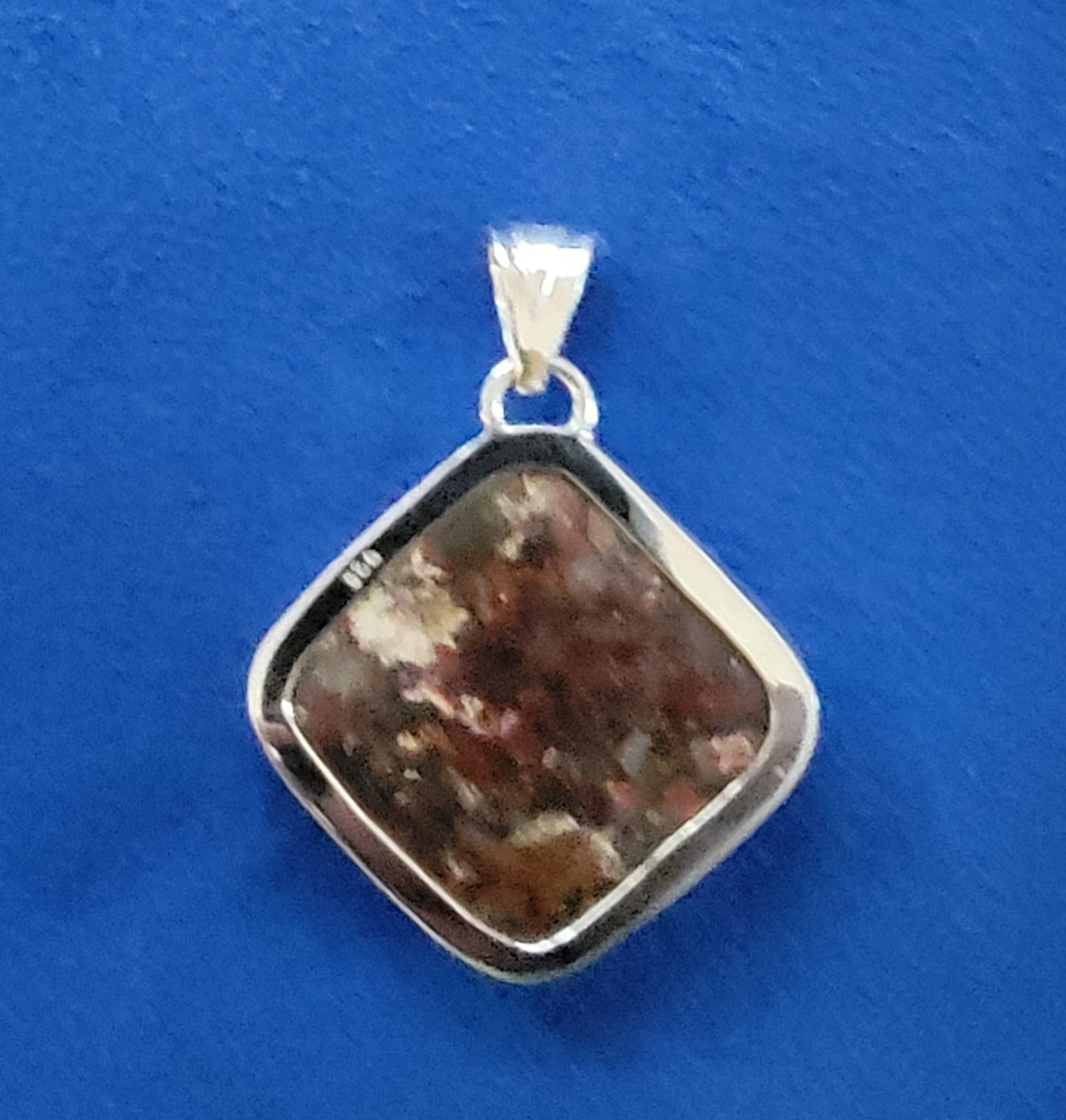 Red Ammolite Pendant, Sterling Silver