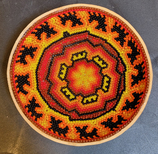 Huichol Beaded Gourd Bowl 4 " G11