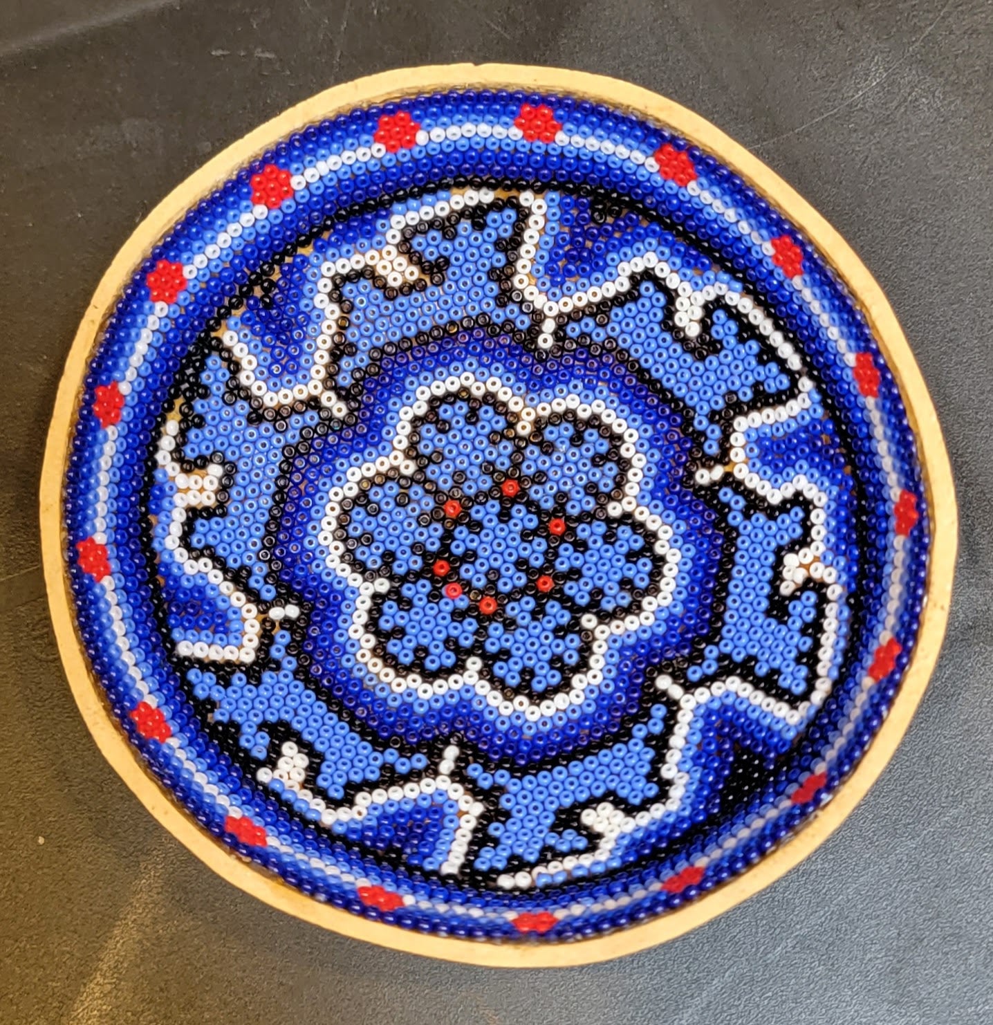 Huichol Beaded Gourd Bowl 4 " G15