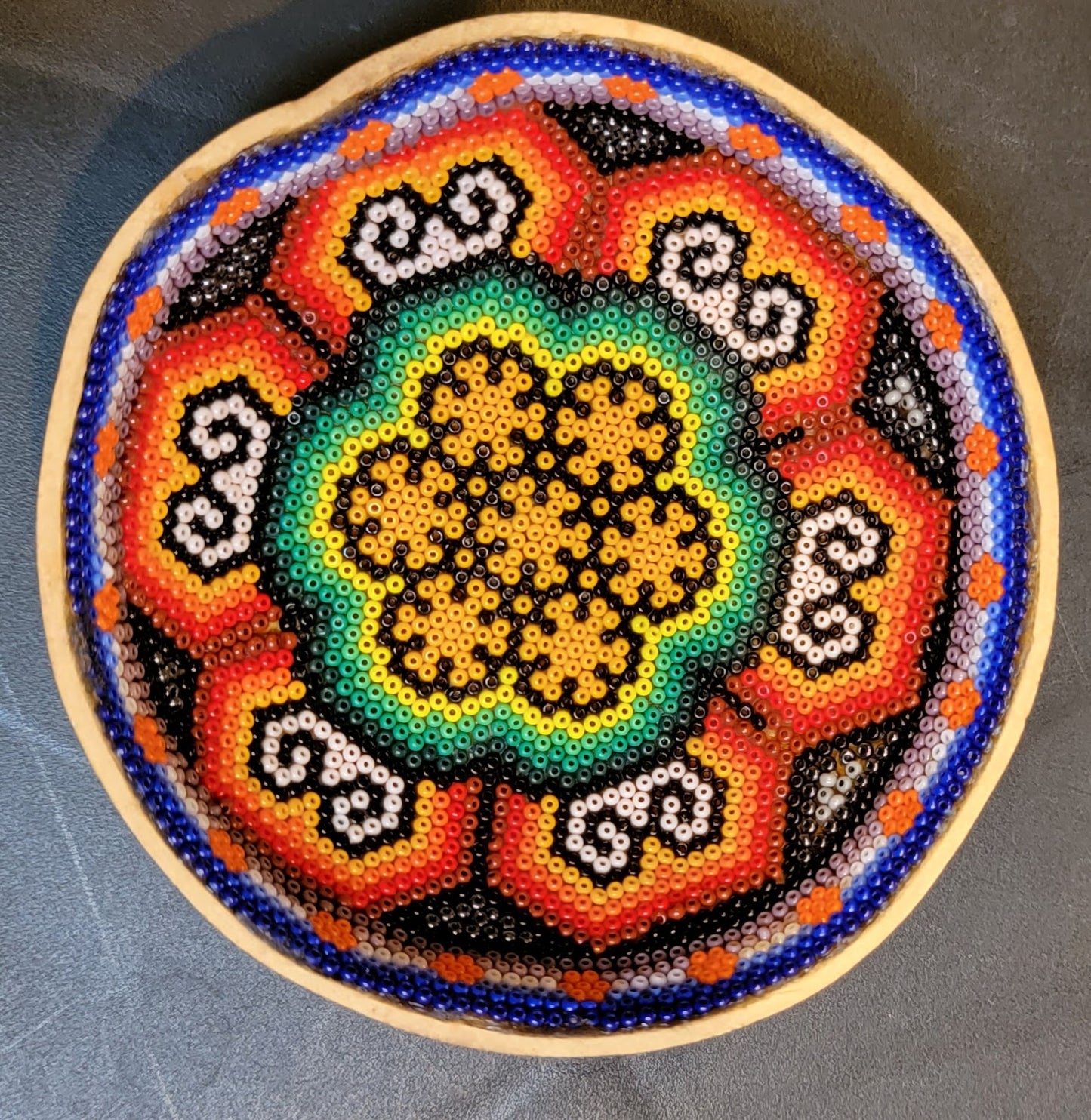 Huichol Beaded Gourd Bowl 4 " G7