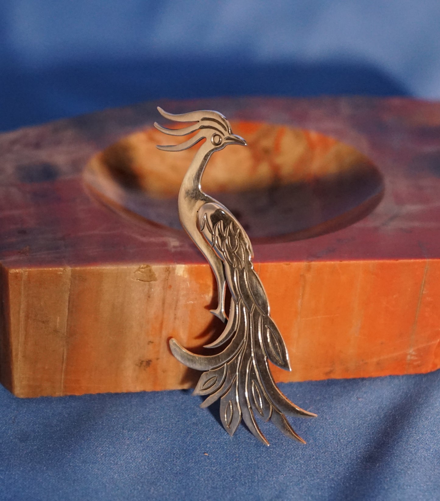 Silver Peacock Brooch