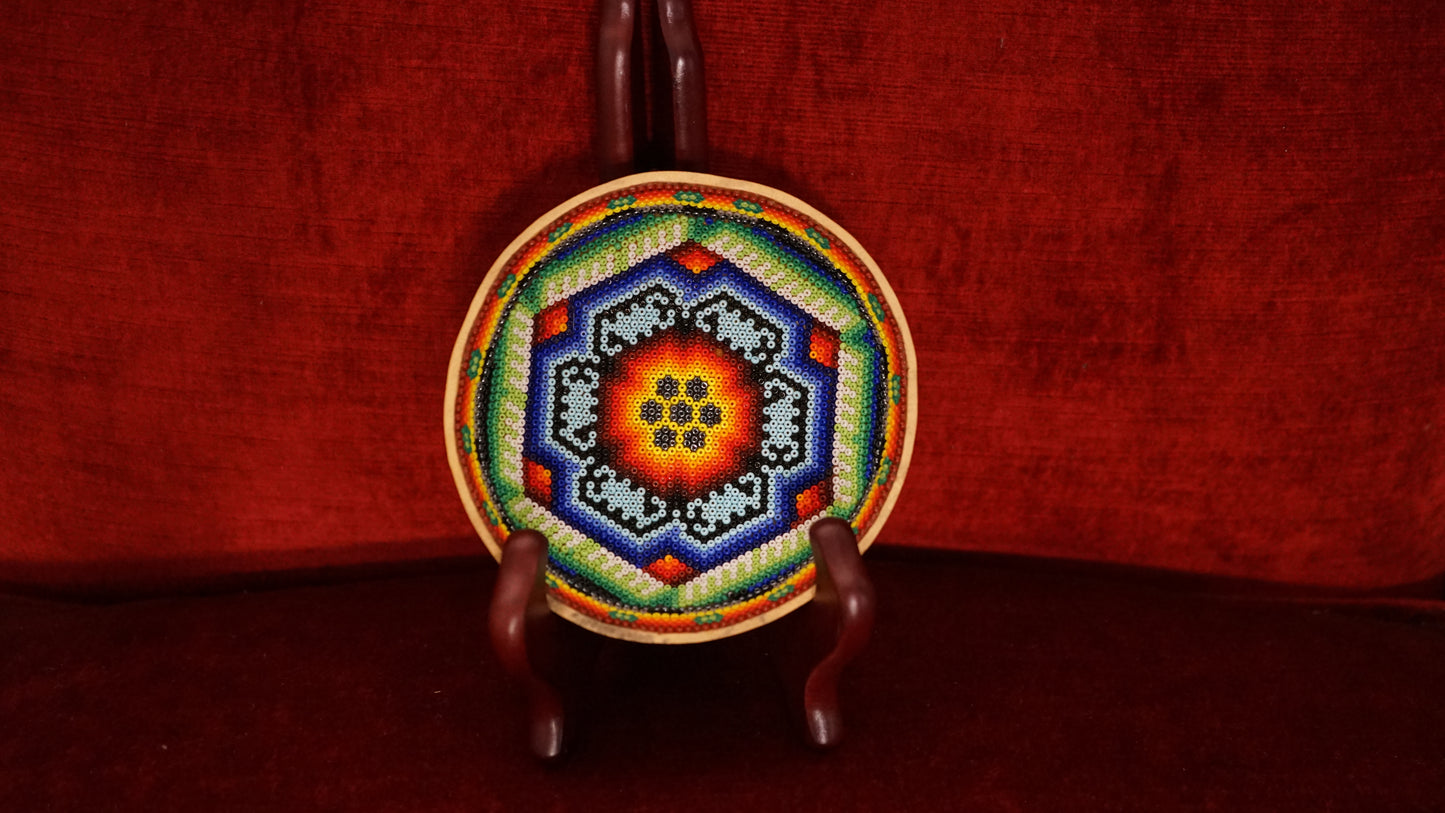 Huichol Beaded Gourd 4 1/2 "  B8