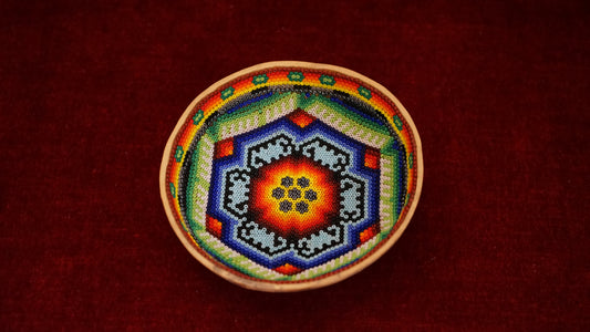 Huichol Beaded Gourd 4 1/2 "  B8