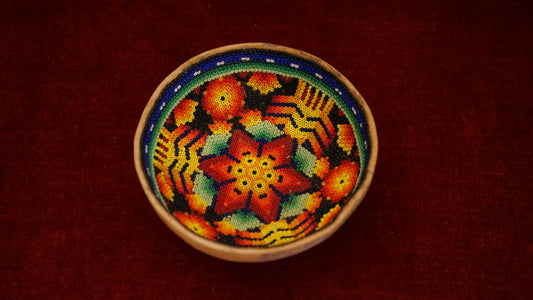 Huichol Beaded Gourd 4 1/2 " B9