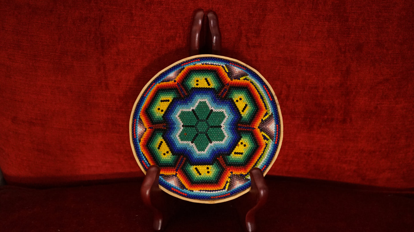 Huichol Beaded Gourd 5"   B10