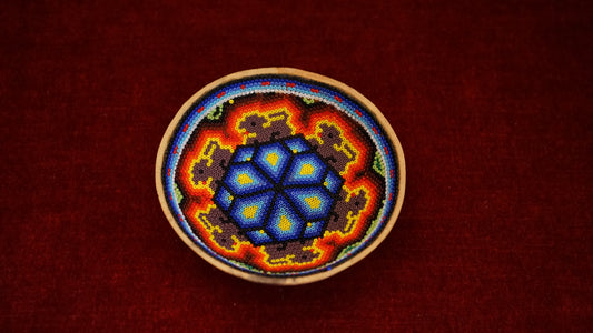 Huichol Beaded Gourd 4 1/2"  B12