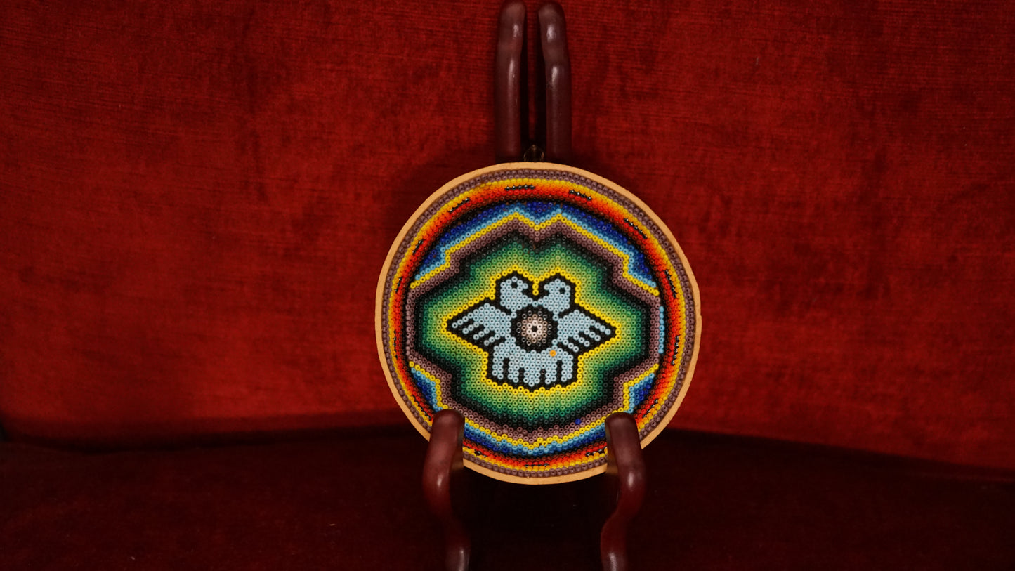 Huichol Beaded Gourd  4 1/4" B 15