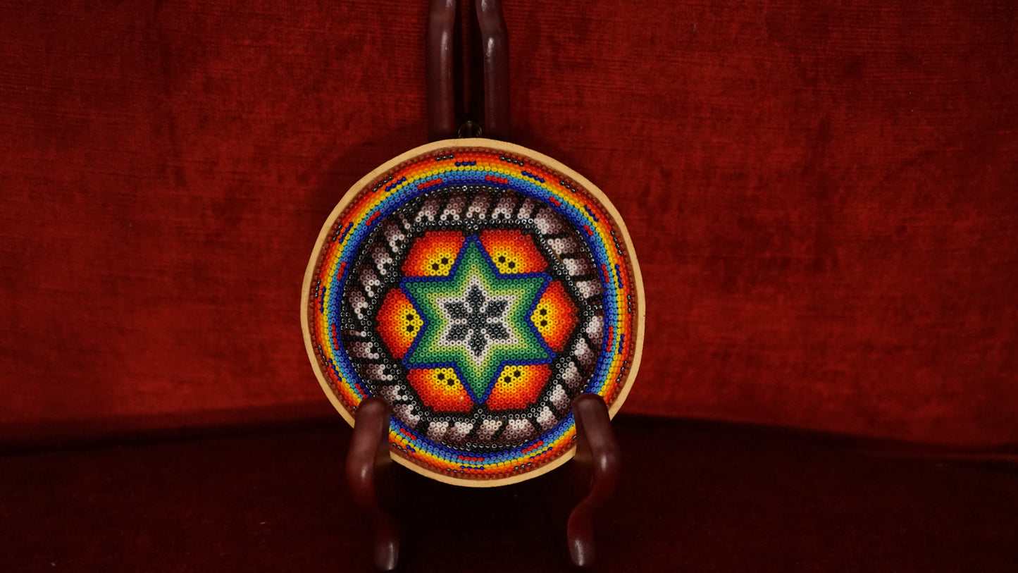 Huichol Beaded Gourd 4 1/2 " B 17