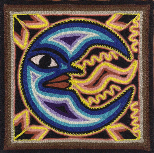 Huichol Crescent Moon Yarn Painting