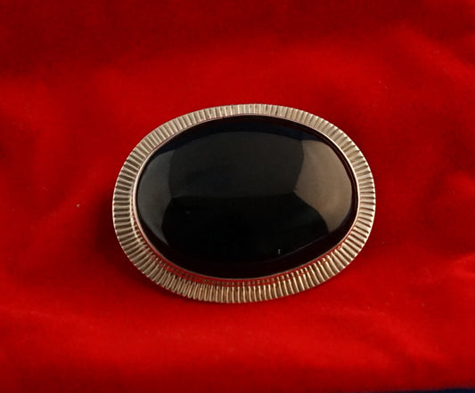 Oval Onyx & Sterling Silver Dual Brooch & Pendant