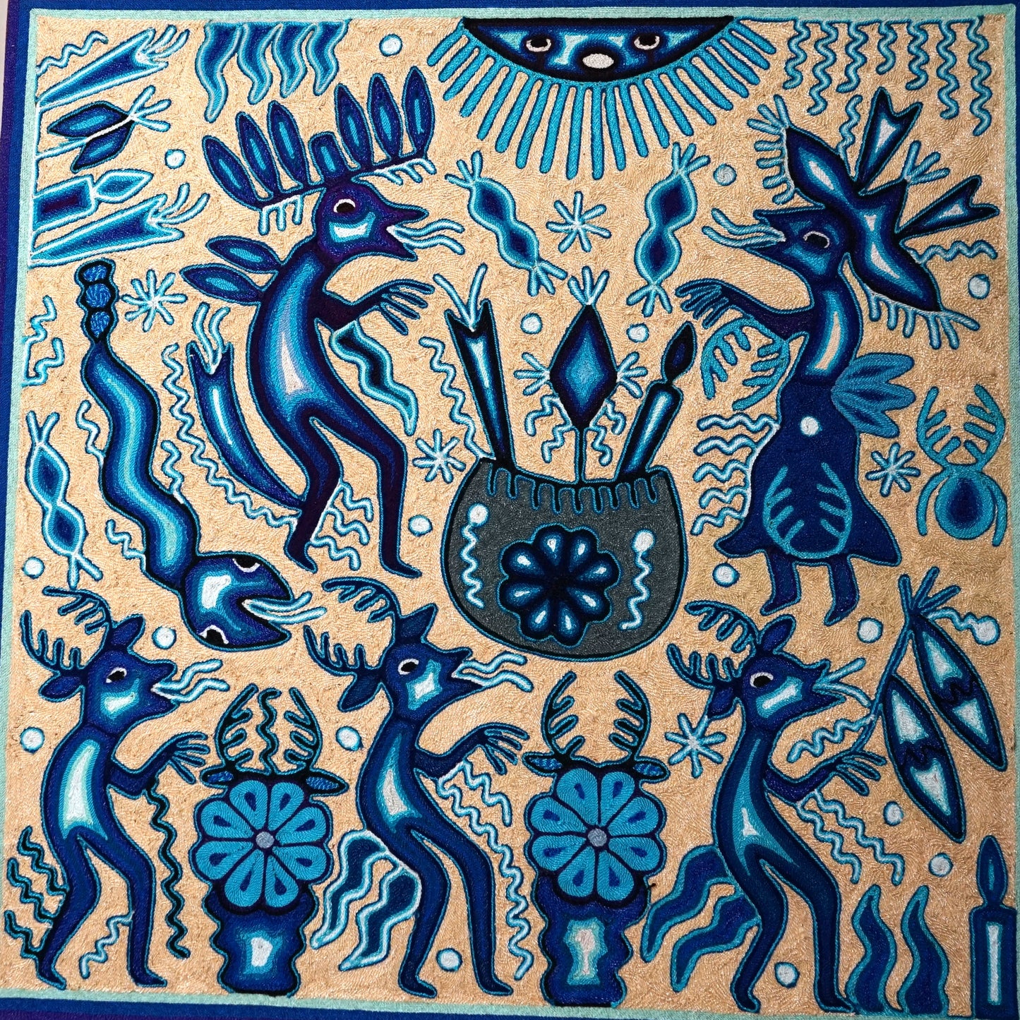 Large Huichol Yarn Painting