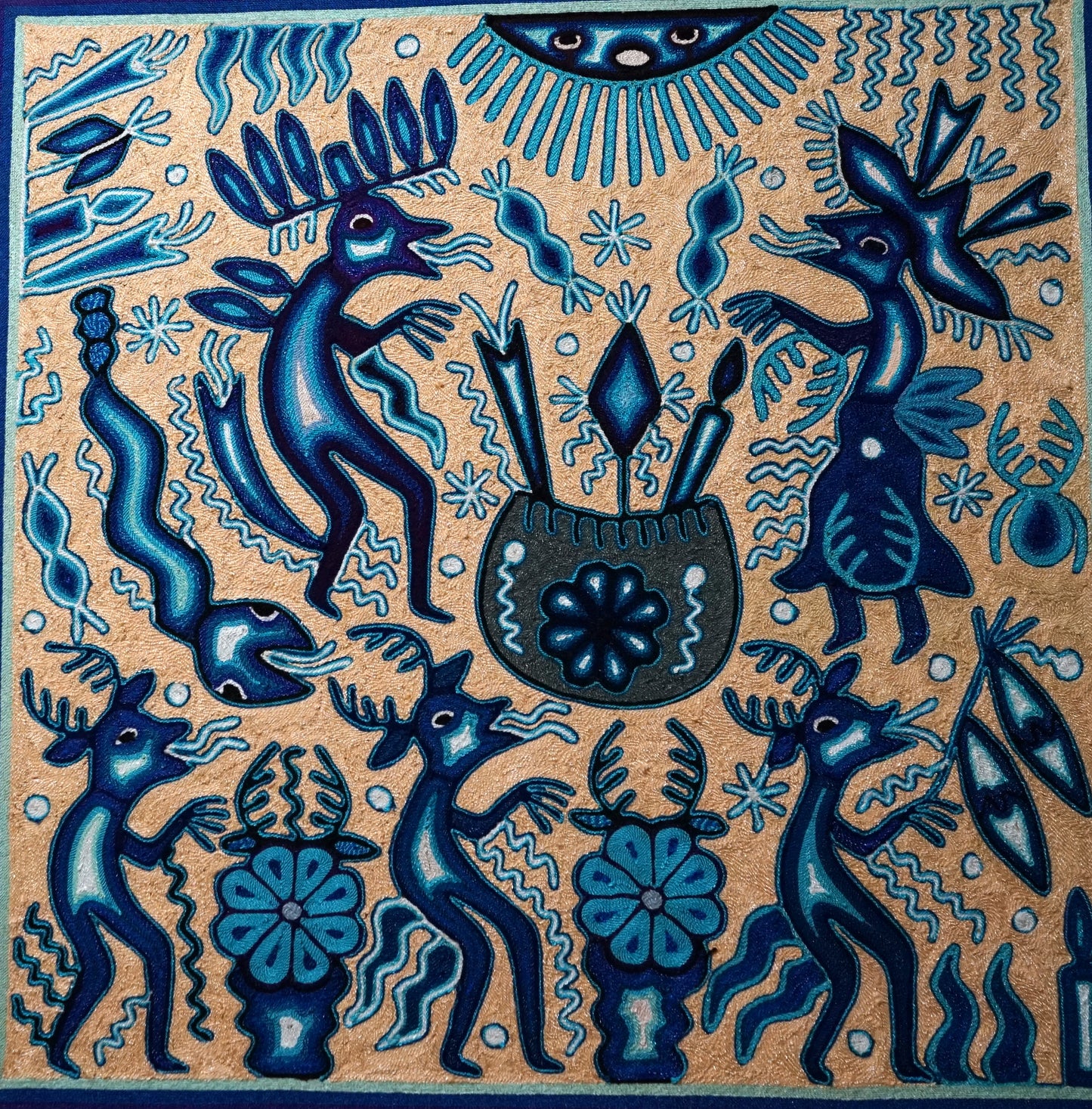 Large Huichol Yarn Painting