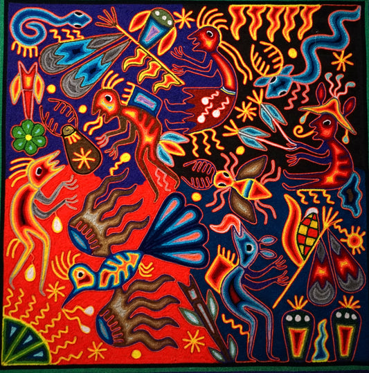 Large Huichol Yarn Painting