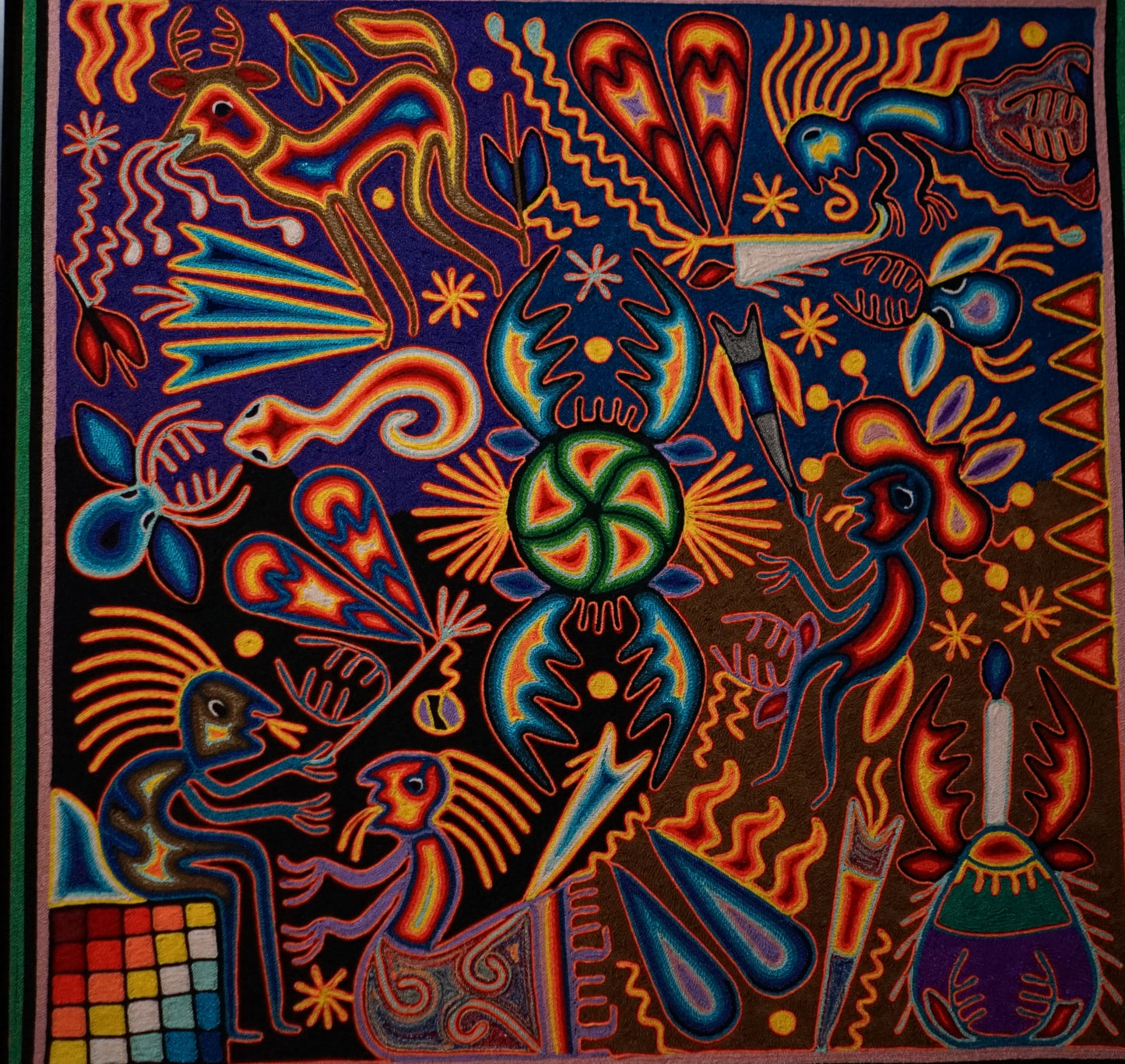 Large Huichol Yarn Painting