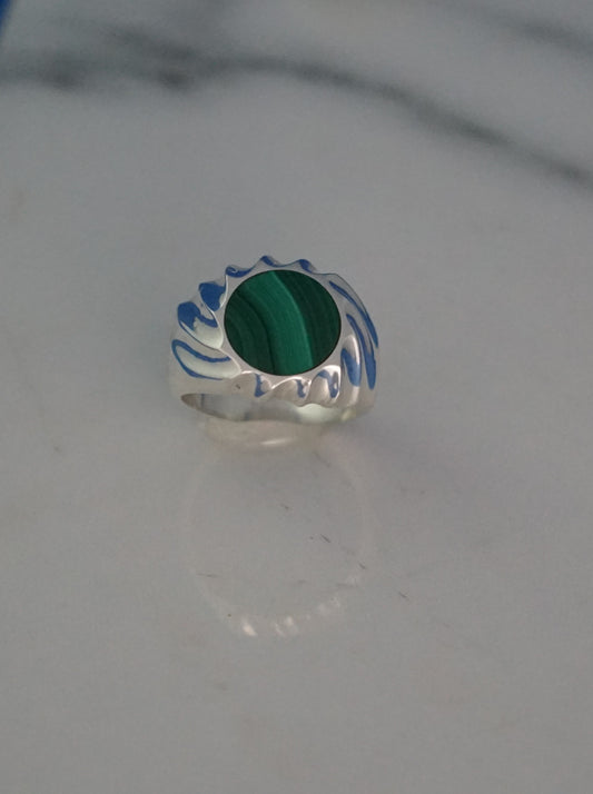 Green Agate Sterling Silver Ring