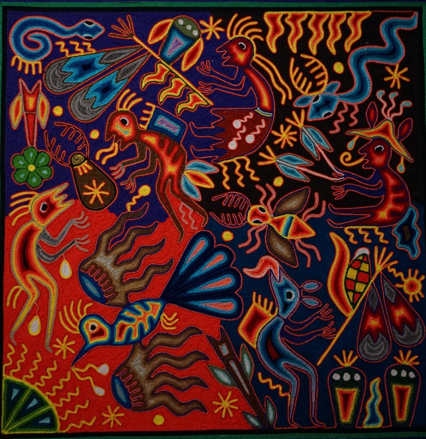 Large Huichol Yarn Painting