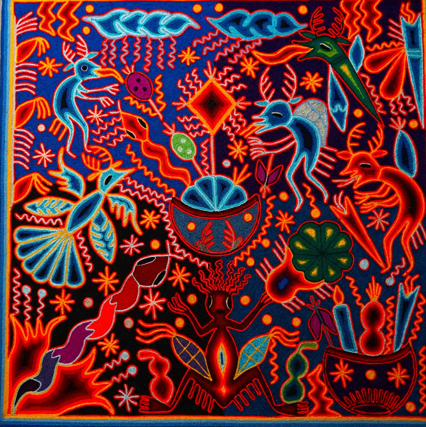 Large Huichol Yarn Painting