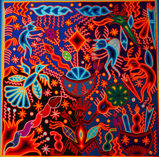 Large Huichol Yarn Painting