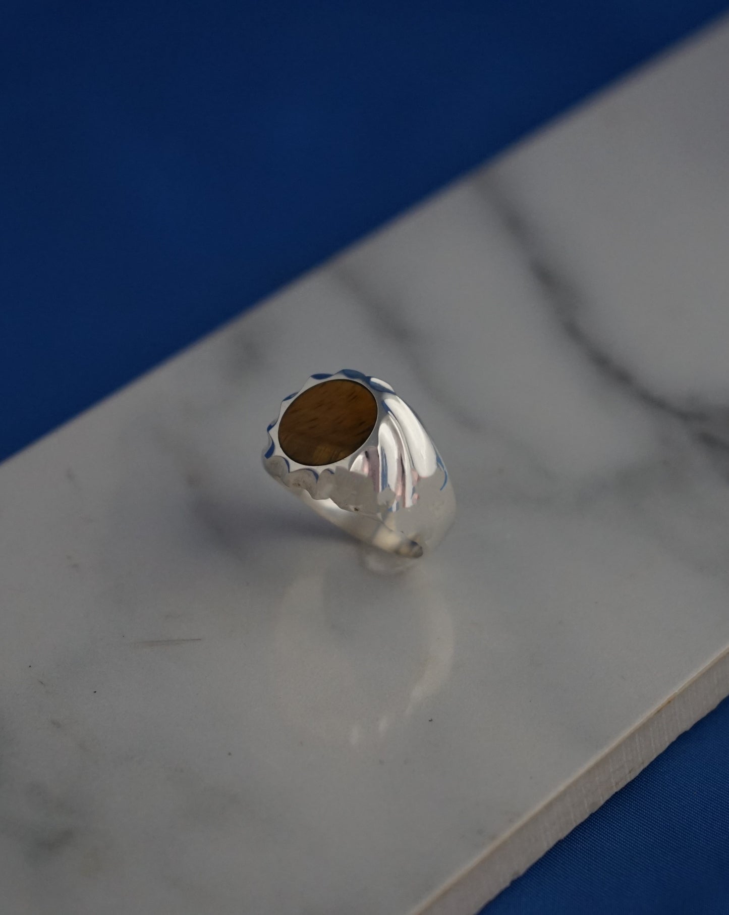 Brown Quartz Silver Ring