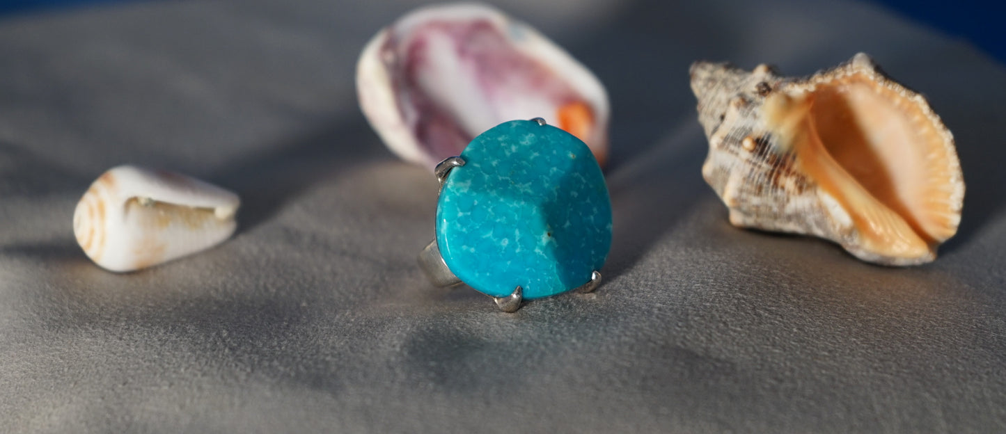 White Buffalo Turquoise Adjustable Ring