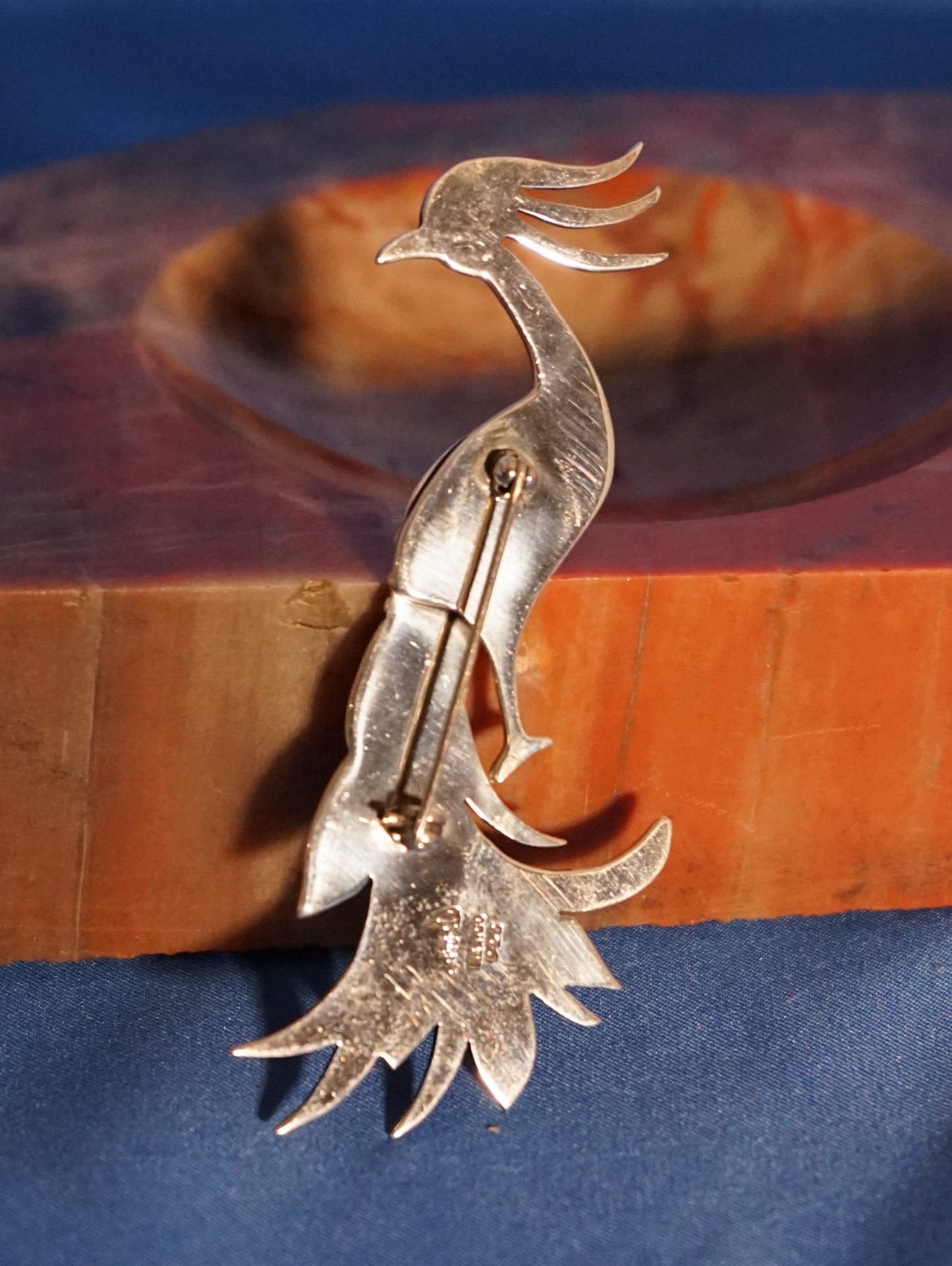 Silver Peacock Brooch