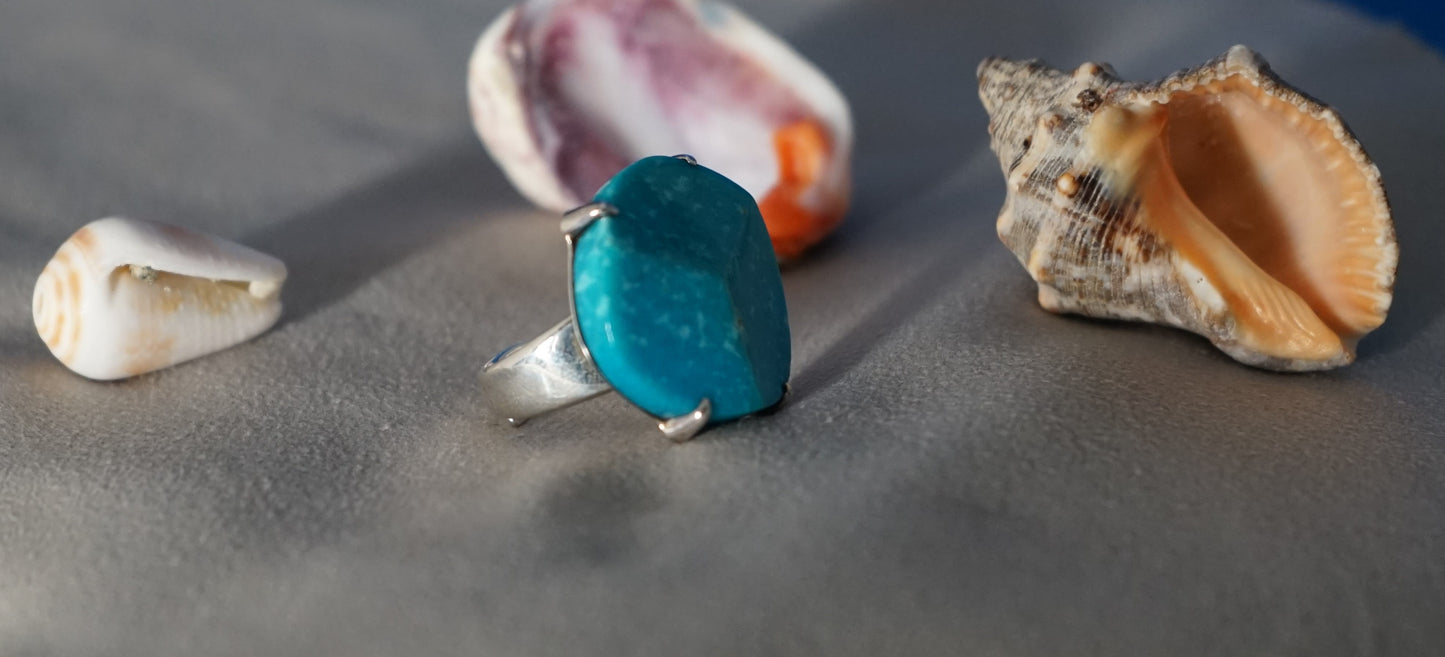 White Buffalo Turquoise Adjustable Ring