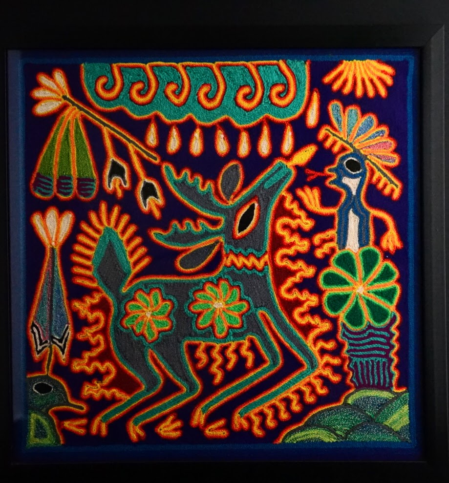 Huichol Yarn Large Deer Painting