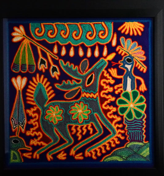 Huichol Yarn Large Deer Painting